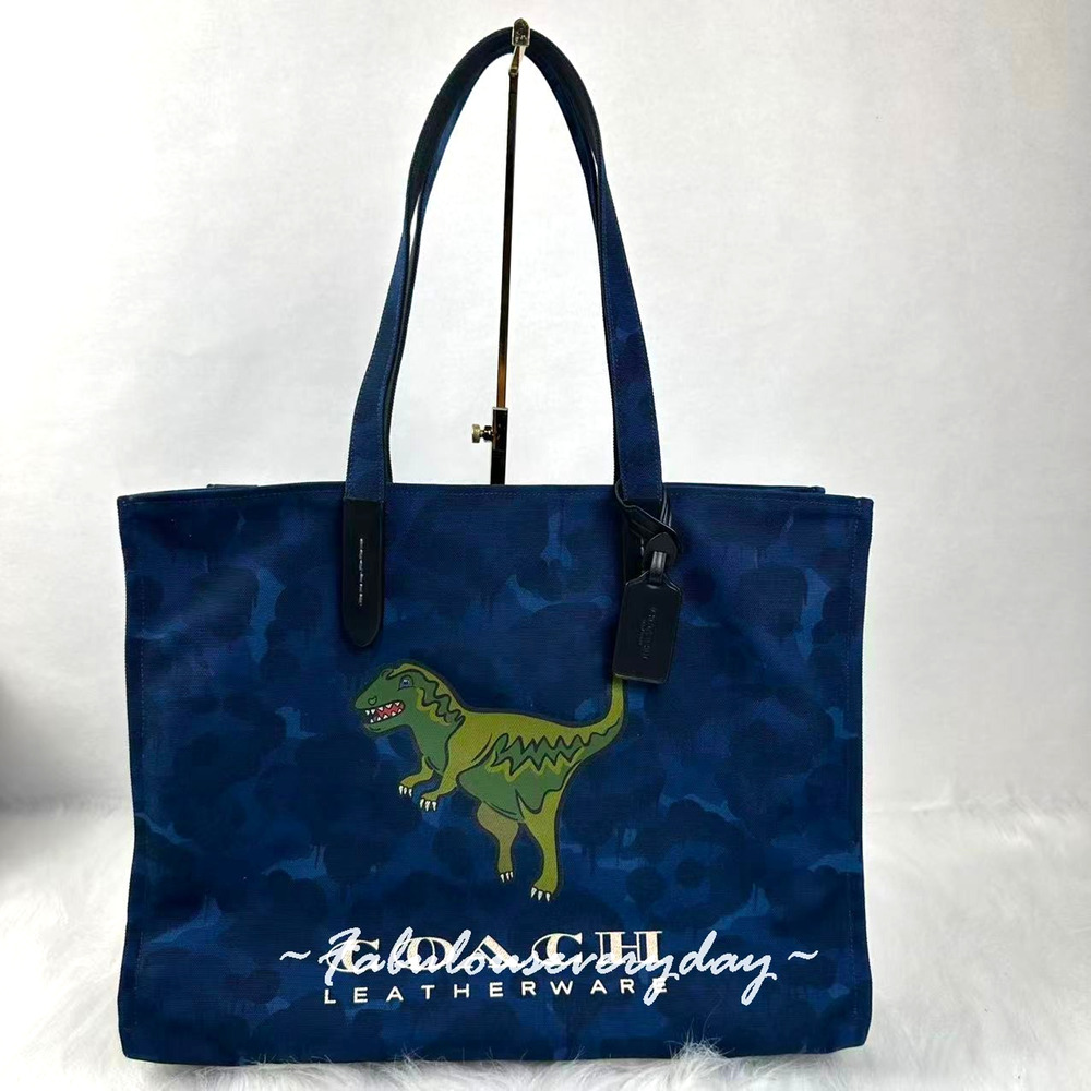 Coach Tote With Camo Print And Rexy In Canvas/Blued Multi CCD11 NWT